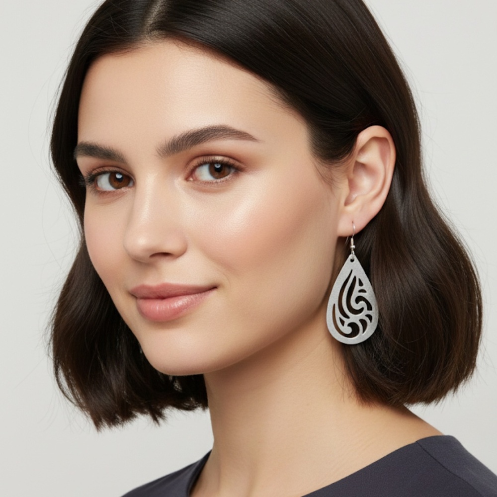 Elegantly Wave design 3D Printed Earrings on Sterling Silver Hooks